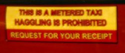 Taxi Sign - Haggling is Prohibited