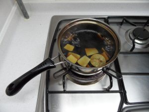 Boiled Coke and Ginger in Pan