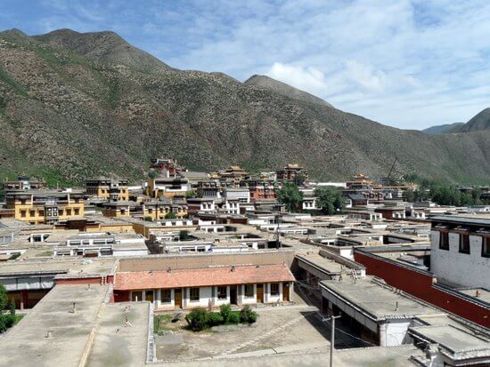 View from the golden stupa at the Labrang Monastery in Xiahe