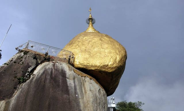 Standing below the Kyaikhtiyo Pagoda on the Golden Rock