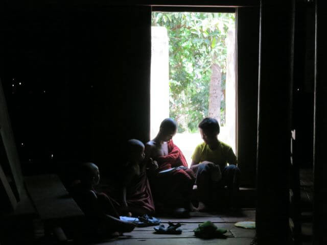 Monks attending a lesson