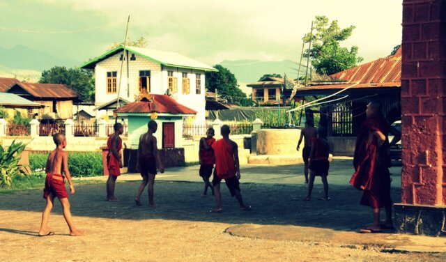 Monks playing football
