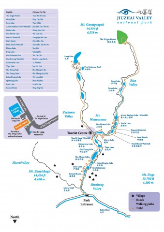 Jiuzhaigou visitor map