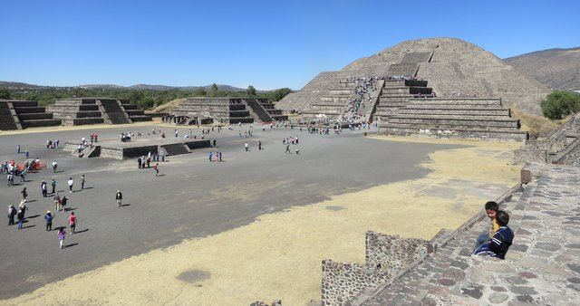 Looking towards the Pyramid of the Moon in Teotihuacan