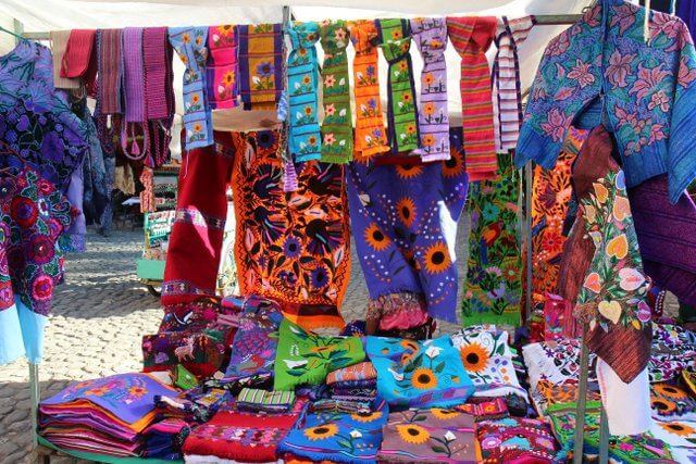 Colourful textiles in the market