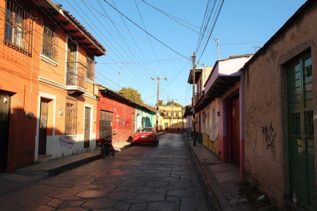 Most of the houses are brightly painted