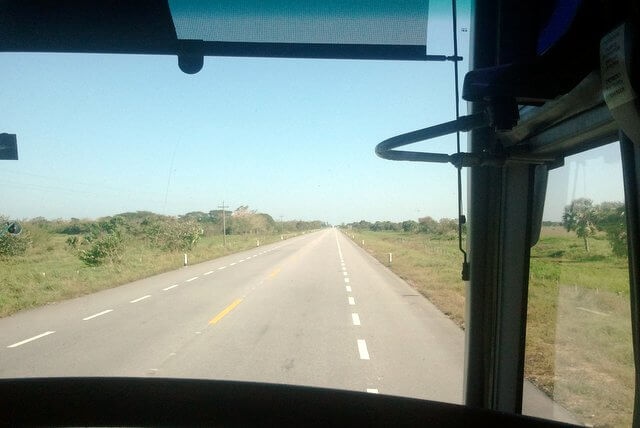 View from the front of the coach in Mexico
