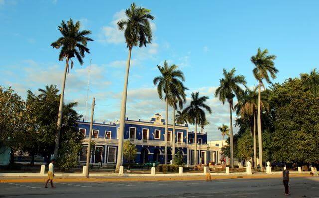Blue Customs House in Cienfuegos Cuba