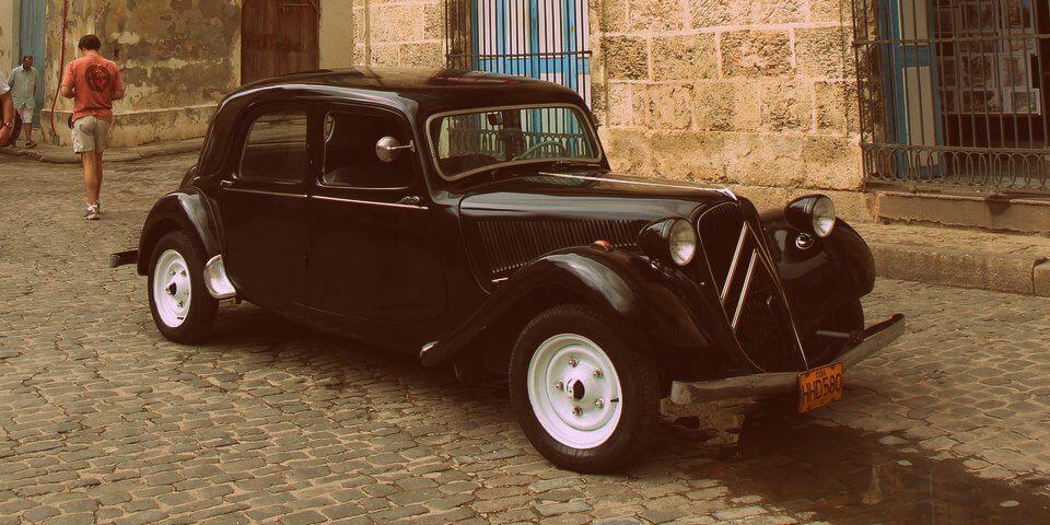 Black classic car in Havana Cuba