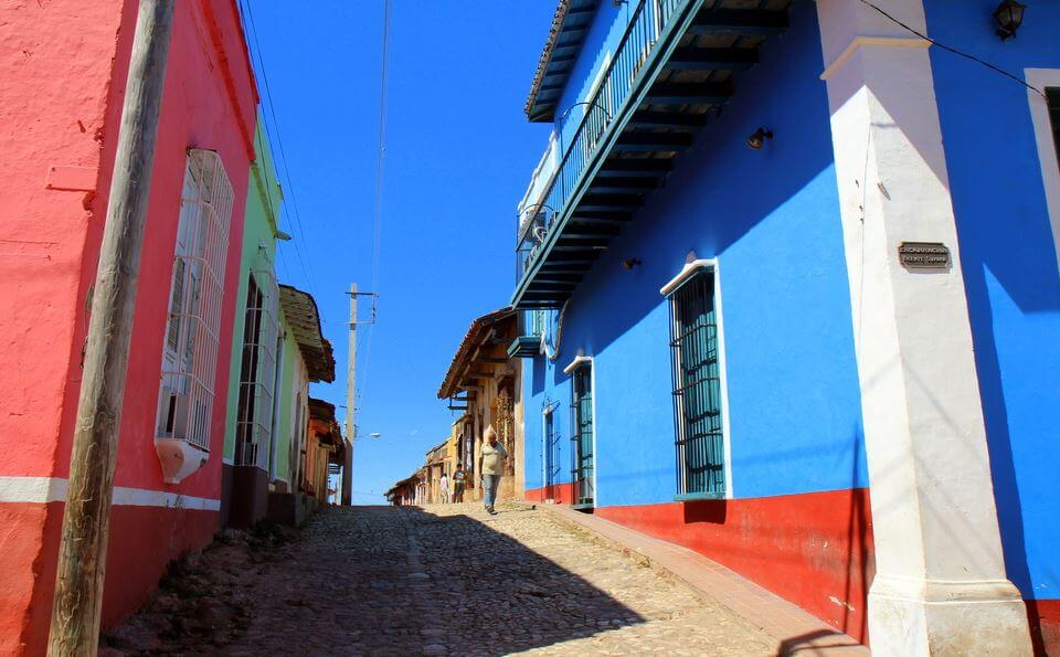 One of the most brightly coloured streets of Trinidad in Cuba