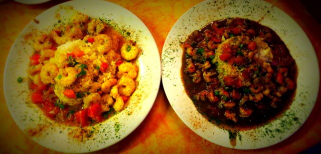 Crawfish etoufee and bayou shrimp