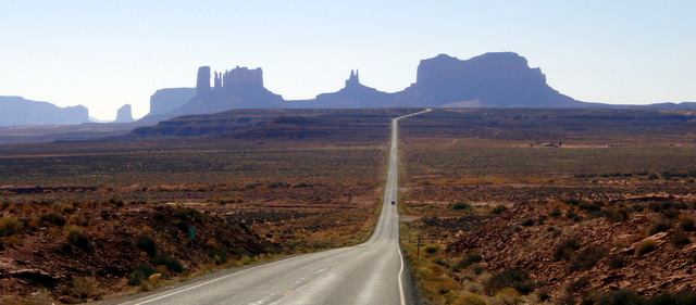 Driving towards Monument Valley