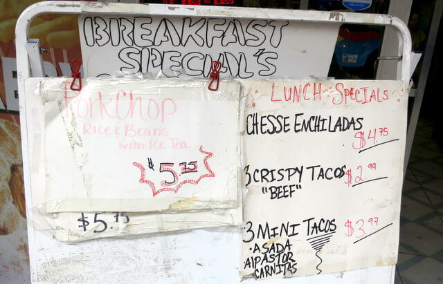 Fast food Menu from San Antonio Texas