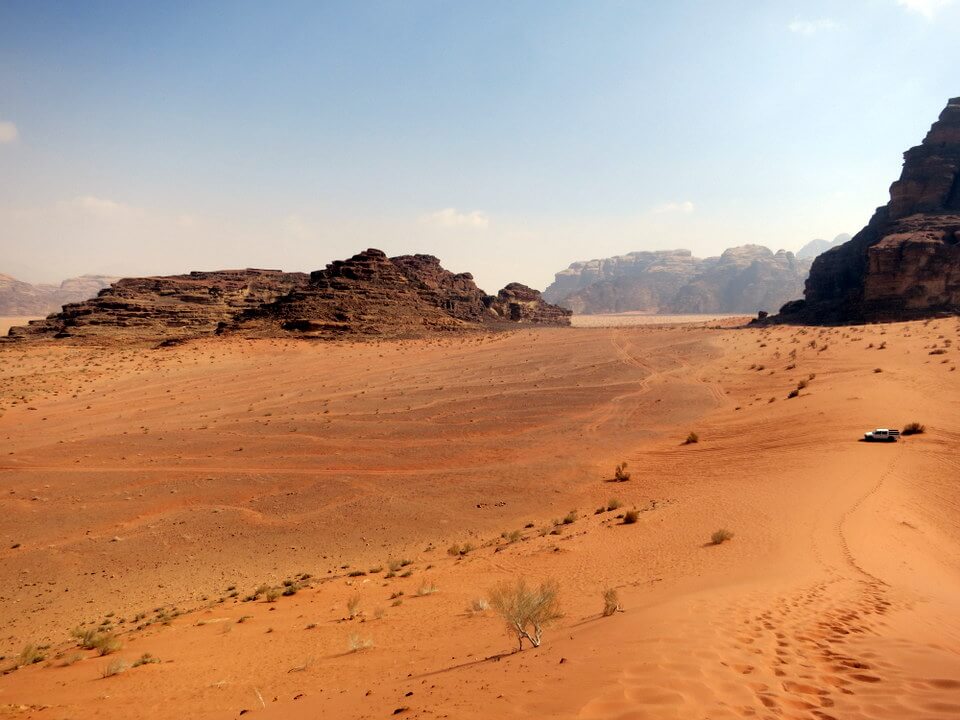 Looking back down at the car, after climbing a sand dune