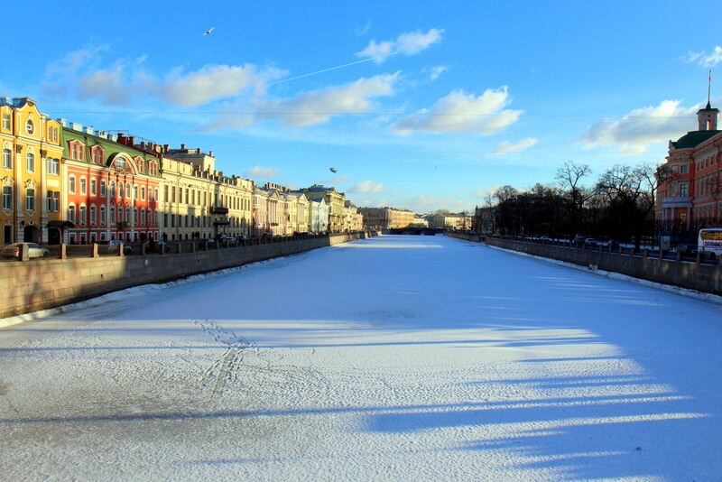A snowbound St Petersburg Canal